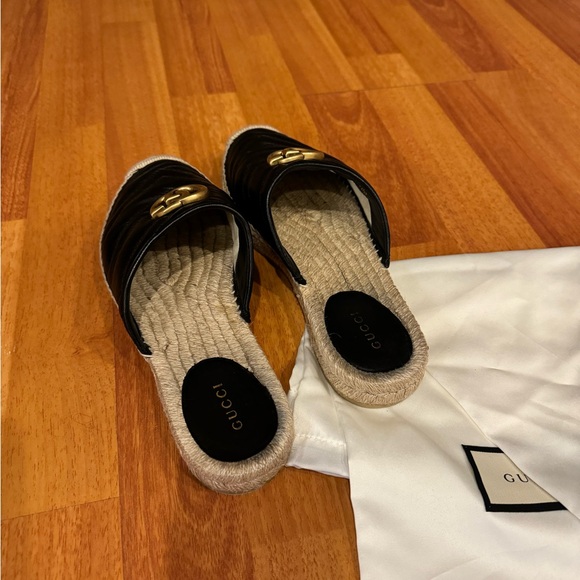 Gucci GG Marmont Black matelassé quilted leather flats Espadrilles size 8 - Picture 5 of 7